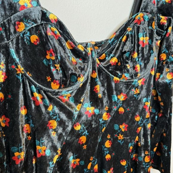 Free People Regina Floral Velvet Bustier Dress Small Long Sleeve - Picture 6 of 10